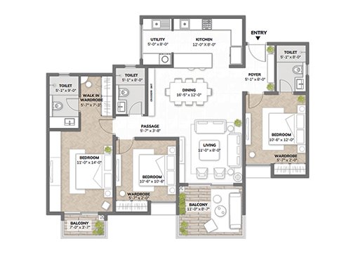 3bhk floor plan